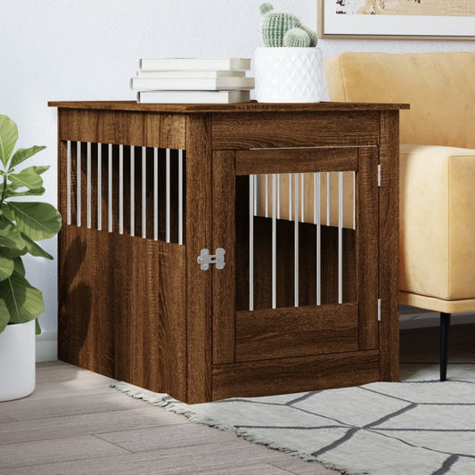 vidaXL Hundebur brun eik 64,5x80x71 konstruert tre
