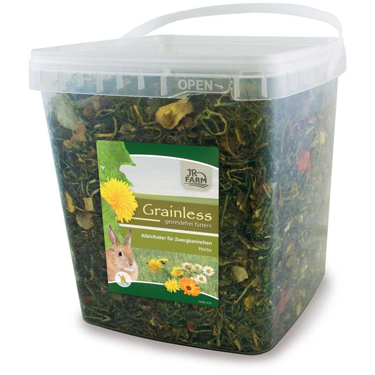 JR Farm Grainless Herbs Dvergkanin 1kg Bøtte
