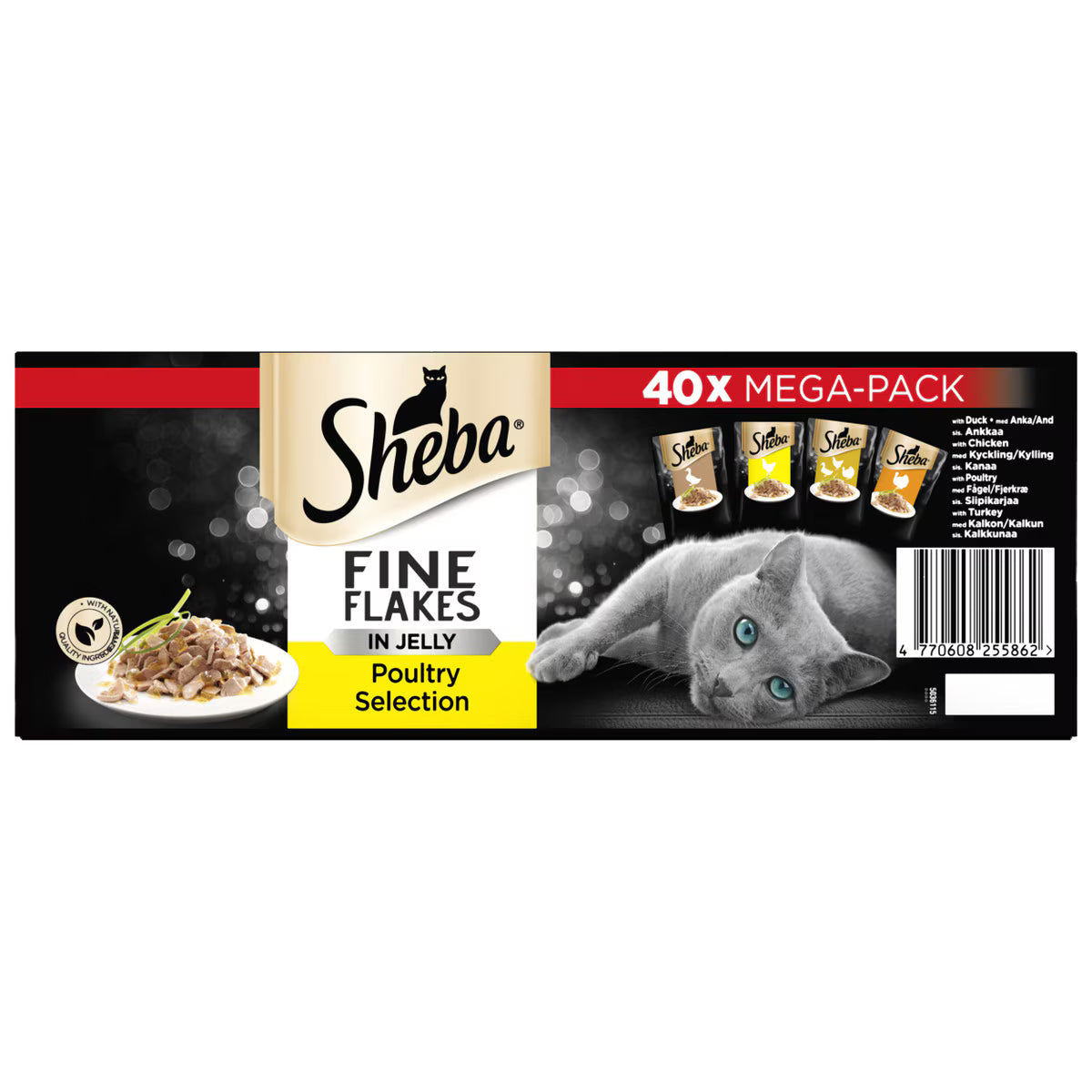 Sheba Fine Flakes Fugl i Gelé 40 x 85 g