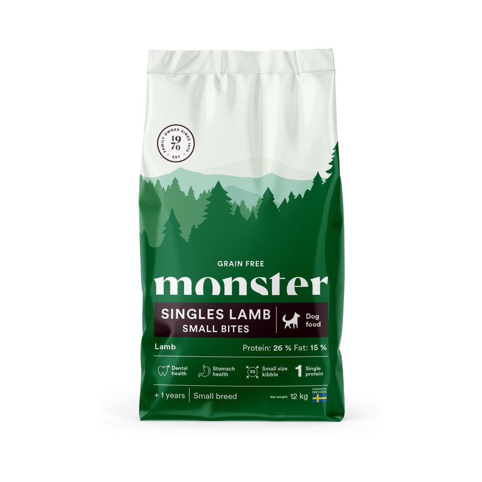 Monster Singles Lam Små Biter Kornfritt Hundefôr