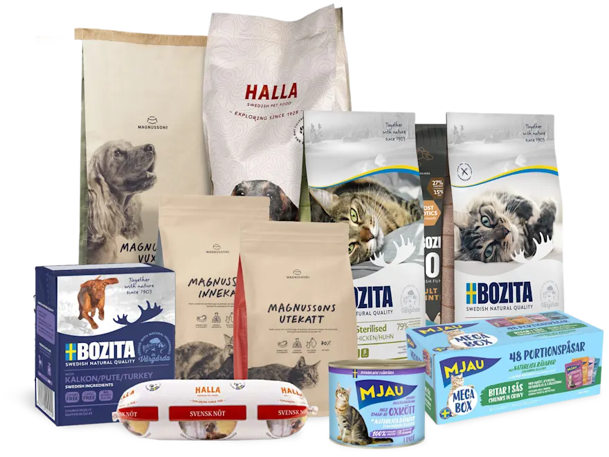Upp till 20% på svensk hundmat och kattmat