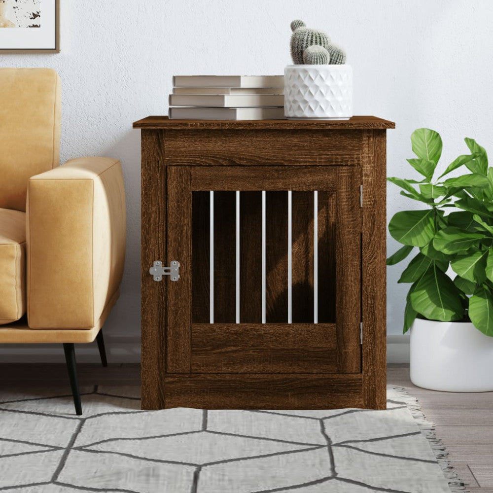 vidaXL Hundbur brun ek 64,5x80x71 konstruerat trä
